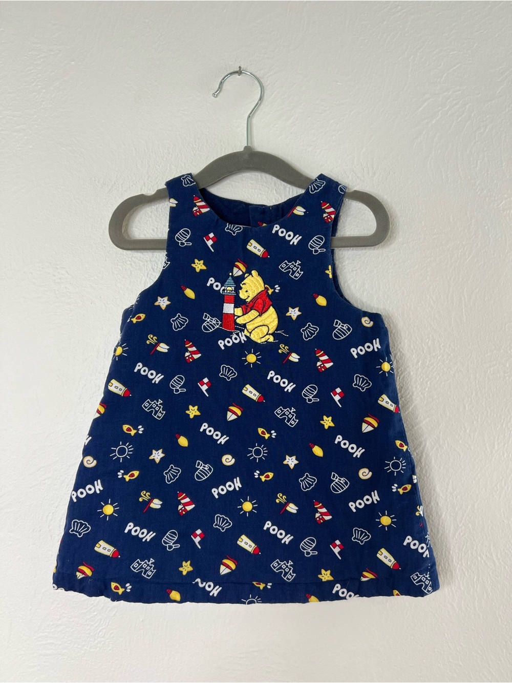 Vintage Disney Store Winnie the Pooh Navy Blue Sleeveless Dress size 12 Months